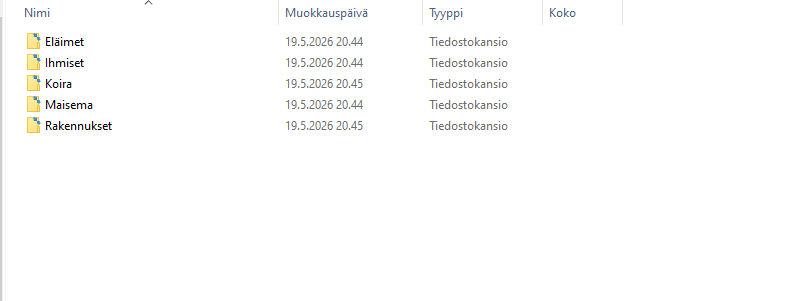 Selkeä valokuvien kansiorakenne